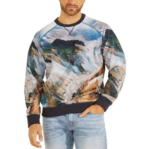 Guess Willis Mountain Print Fleece Sweatshirt Men's XL - Picture 1 of 6